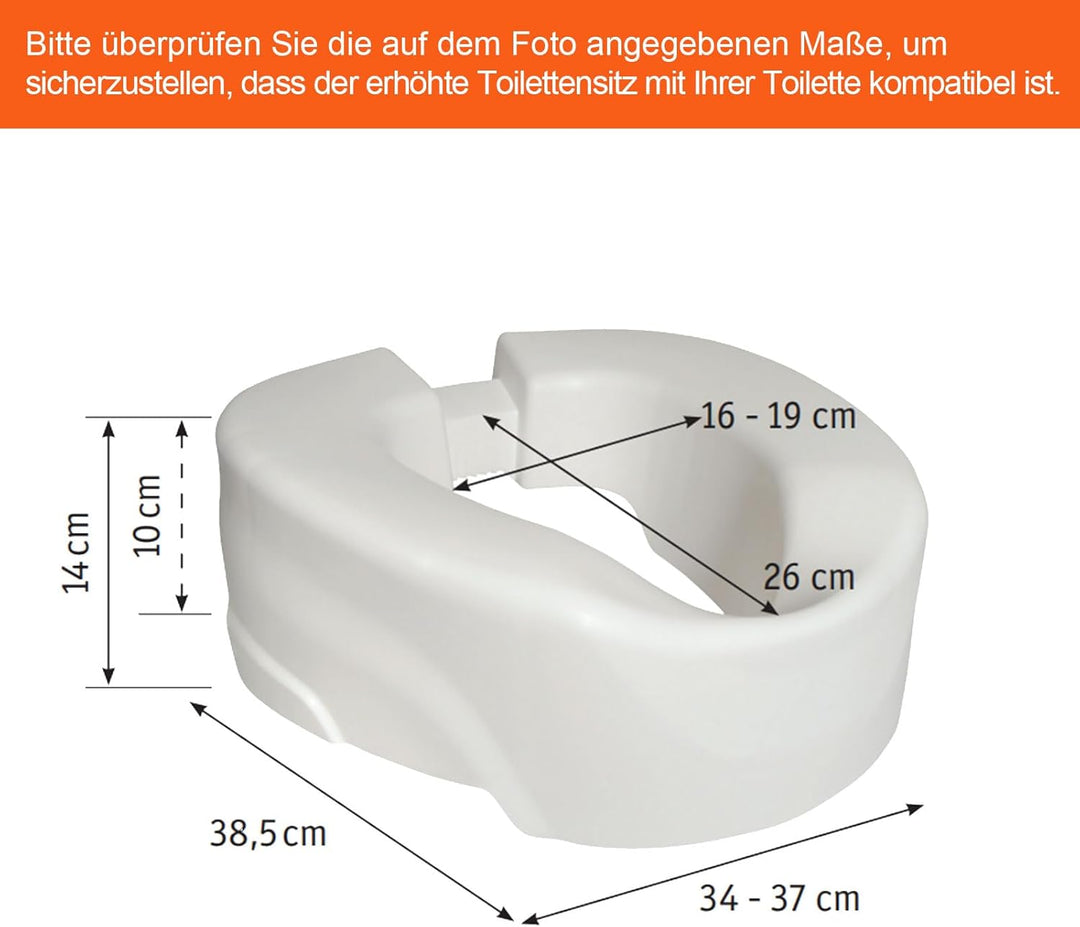 Toilettensitzerhöhung,Toilettensitz mit einstellbarer Breite,10cm Wc sitzerhöhung,150 kg Tragkraft,W