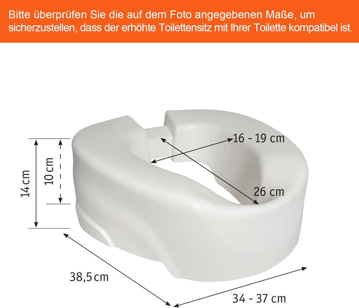 Toilettensitzerhöhung,Toilettensitz mit einstellbarer Breite,10cm Wc sitzerhöhung,150 kg Tragkraft,W