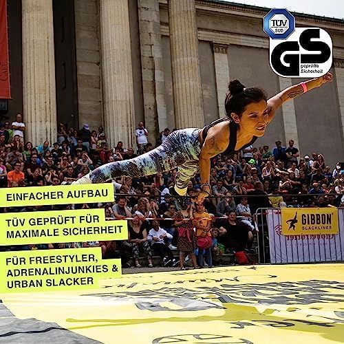 Gibbon Slacklines JibLine 15m Trickline Set inkl. Ratschenschutz | Baumschutz | Sicherheitsverschlus