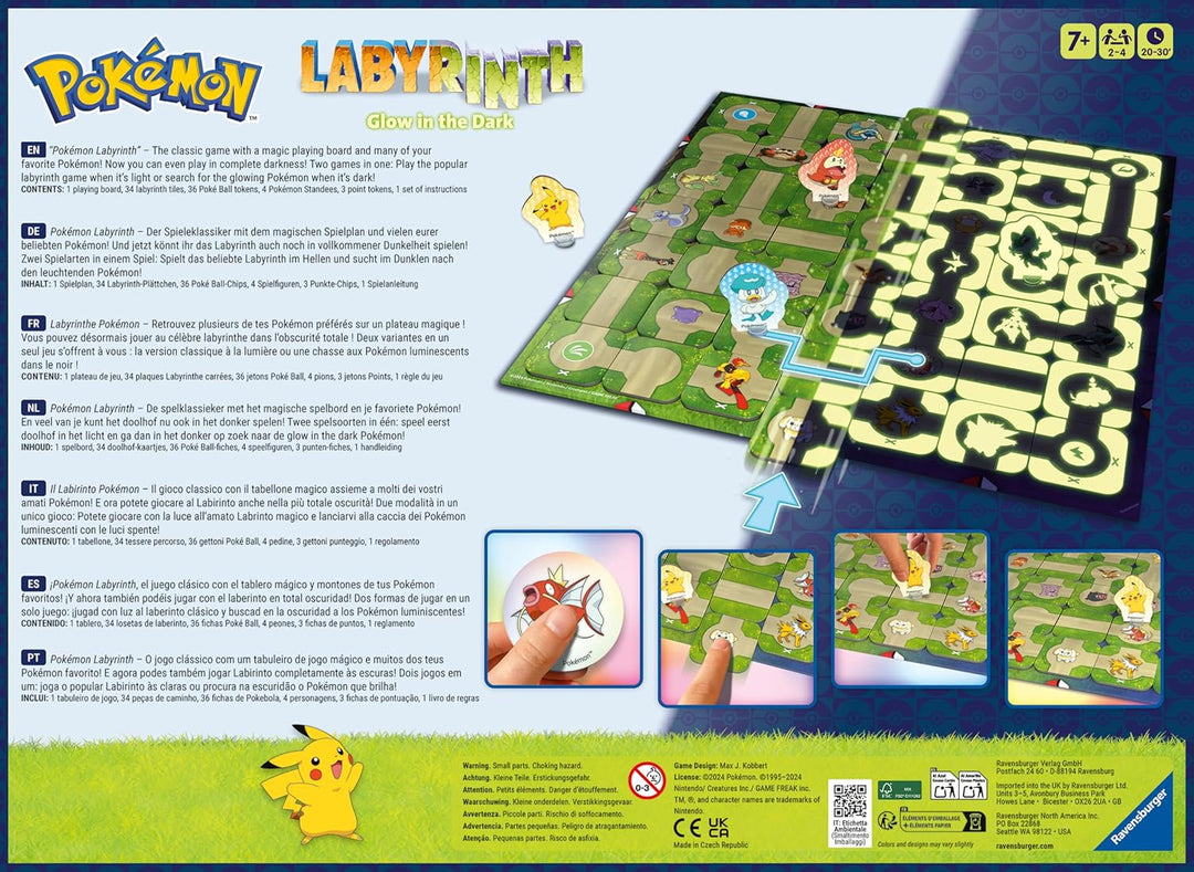 Ravensburger 22705 - Pokémon Labyrinth Glow in The Dark - Schiebespass mit den beliebtesten Pokémon