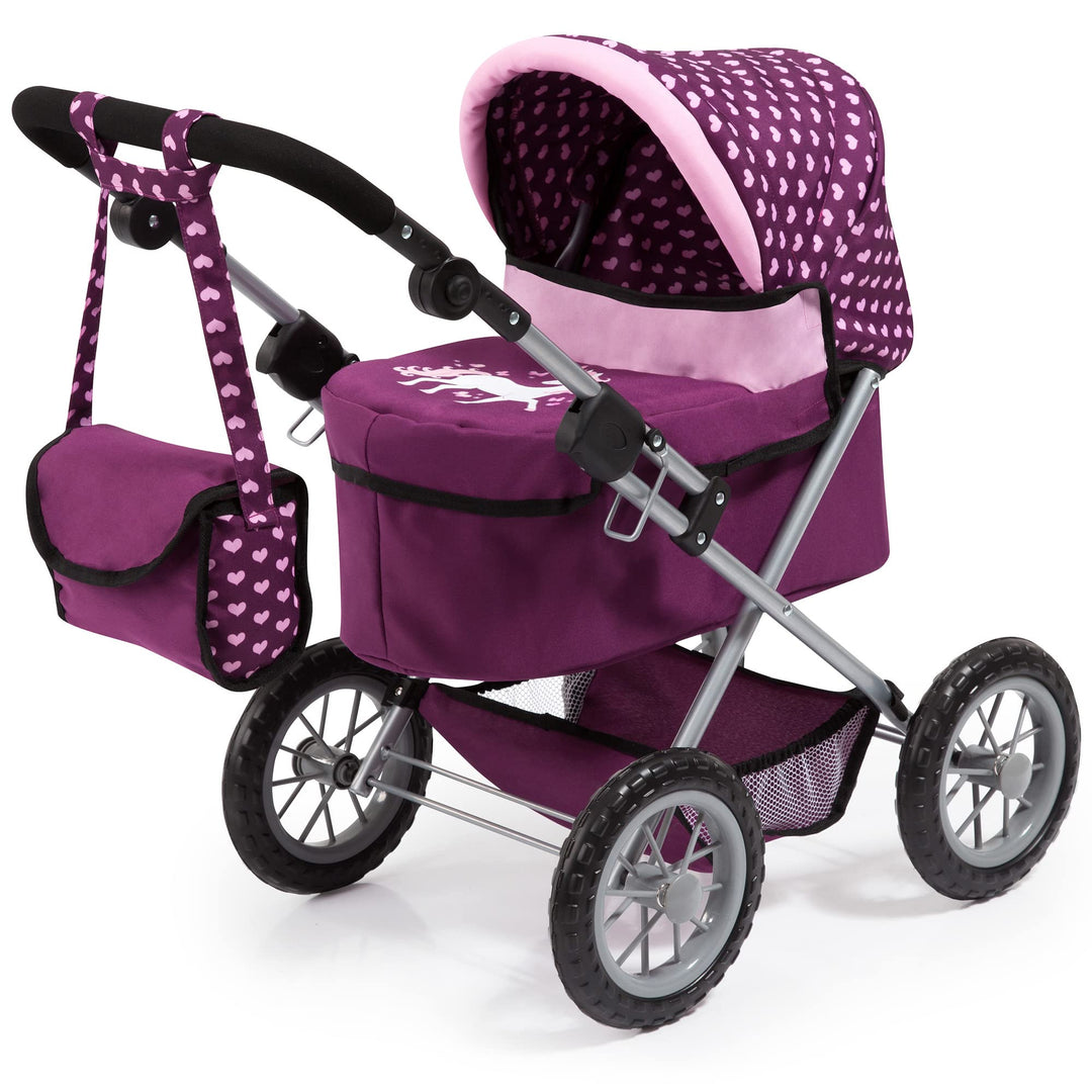 Bayer Design - 13037AA Puppenwagen Trendy, höhenverstellbar, zusammenklappbar, mit Umhängetasche und