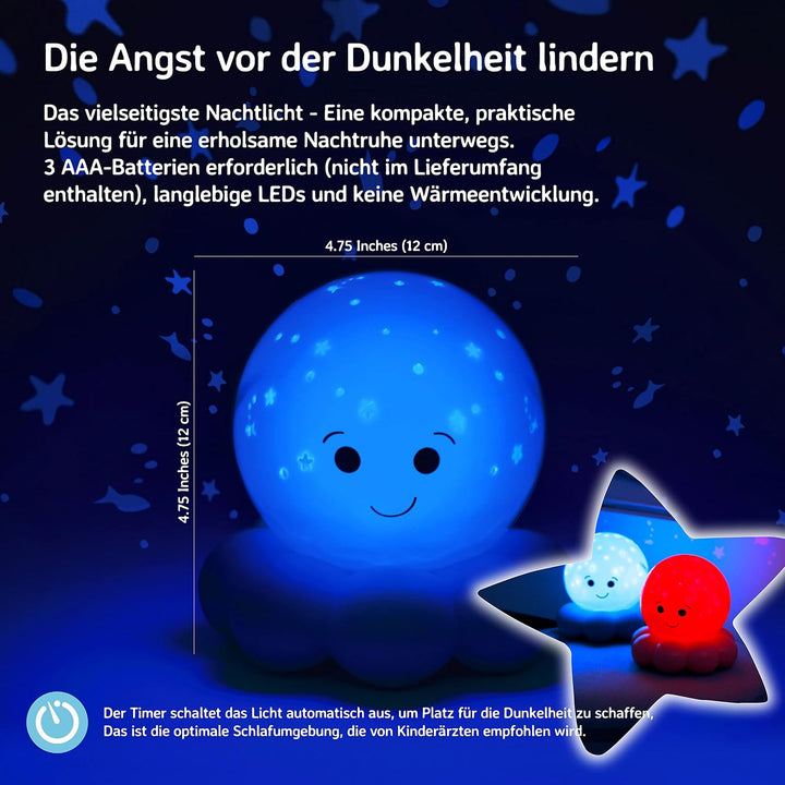 Cloud b Twinkles To Go | Tragbarer Nachtlicht-Projektor für Kinder | Sternenhimmel & Blasenfisch | 3