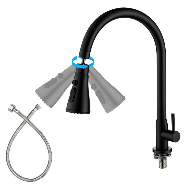 Kaltwasser-Wasserhahn, SUS304 Edelstahl für Küchenspüle, hoher Bogen, Einhandgriff, nur Kaltwasserha