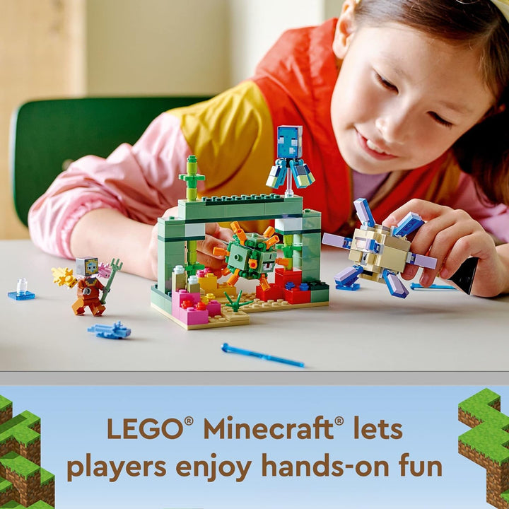 LEGO Minecraft The Guardian Battle 21180 Building Kit; Underwater Adventure Playset; Great Gift for