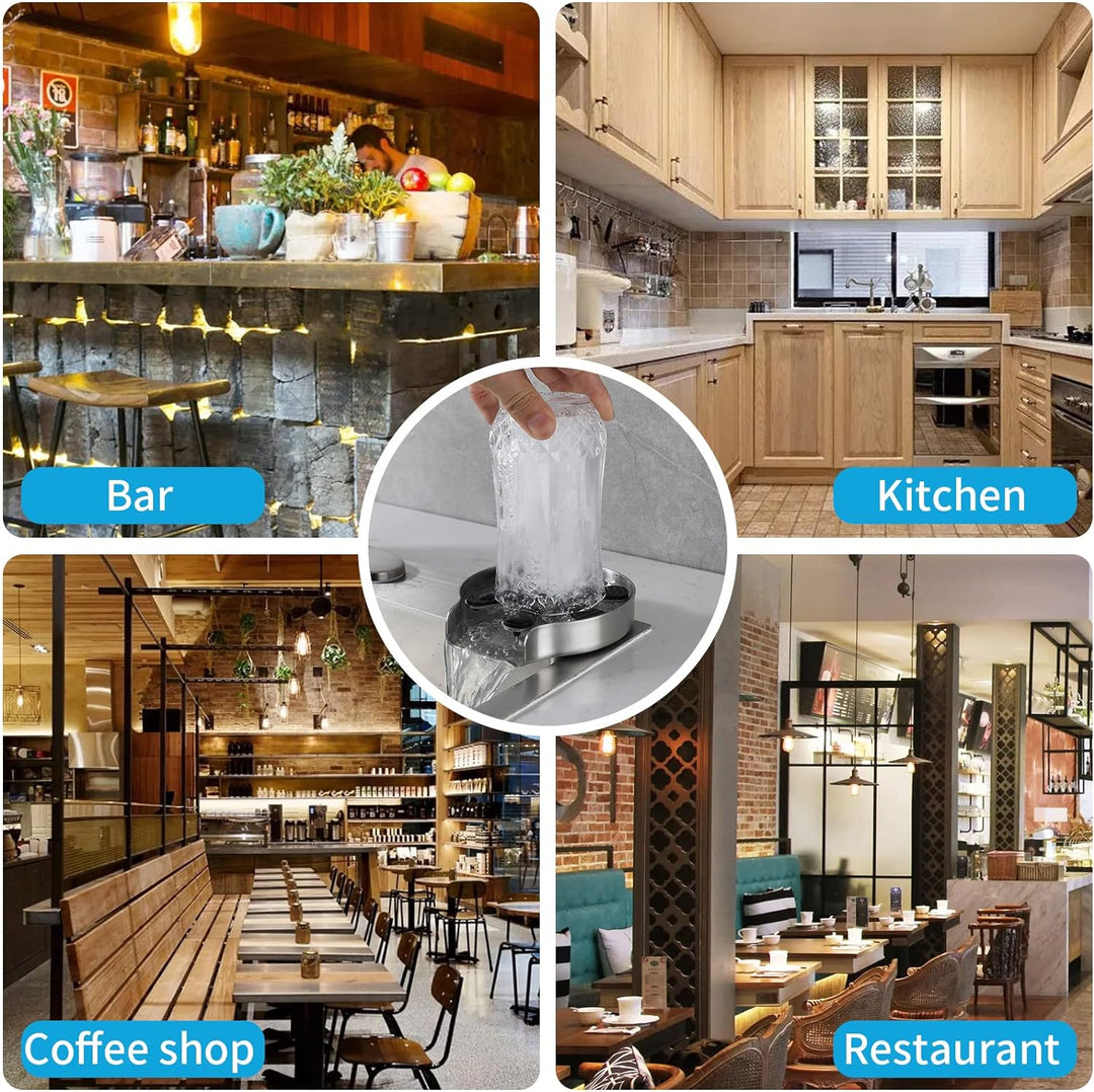 Glasspüler für die Küchenspüle, Edelstahl Gläserspüler, automatischer Reiniger für Wasserflaschen un