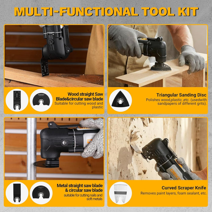 Oszillationswerkzeug 300W: DEKOPRO Multifunktionswerkzeug,15000-22000 RPM,6 Drehzahlen,3°Oszillation