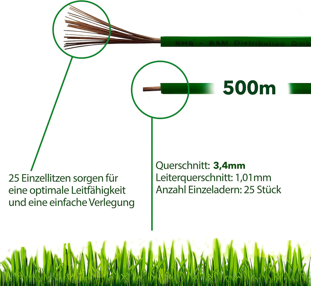 500m Begrenzungskabel + 10 Kabelverbinder für Mähroboter Rasenmäher Rasenroboter Zubehör SET Begrenz
