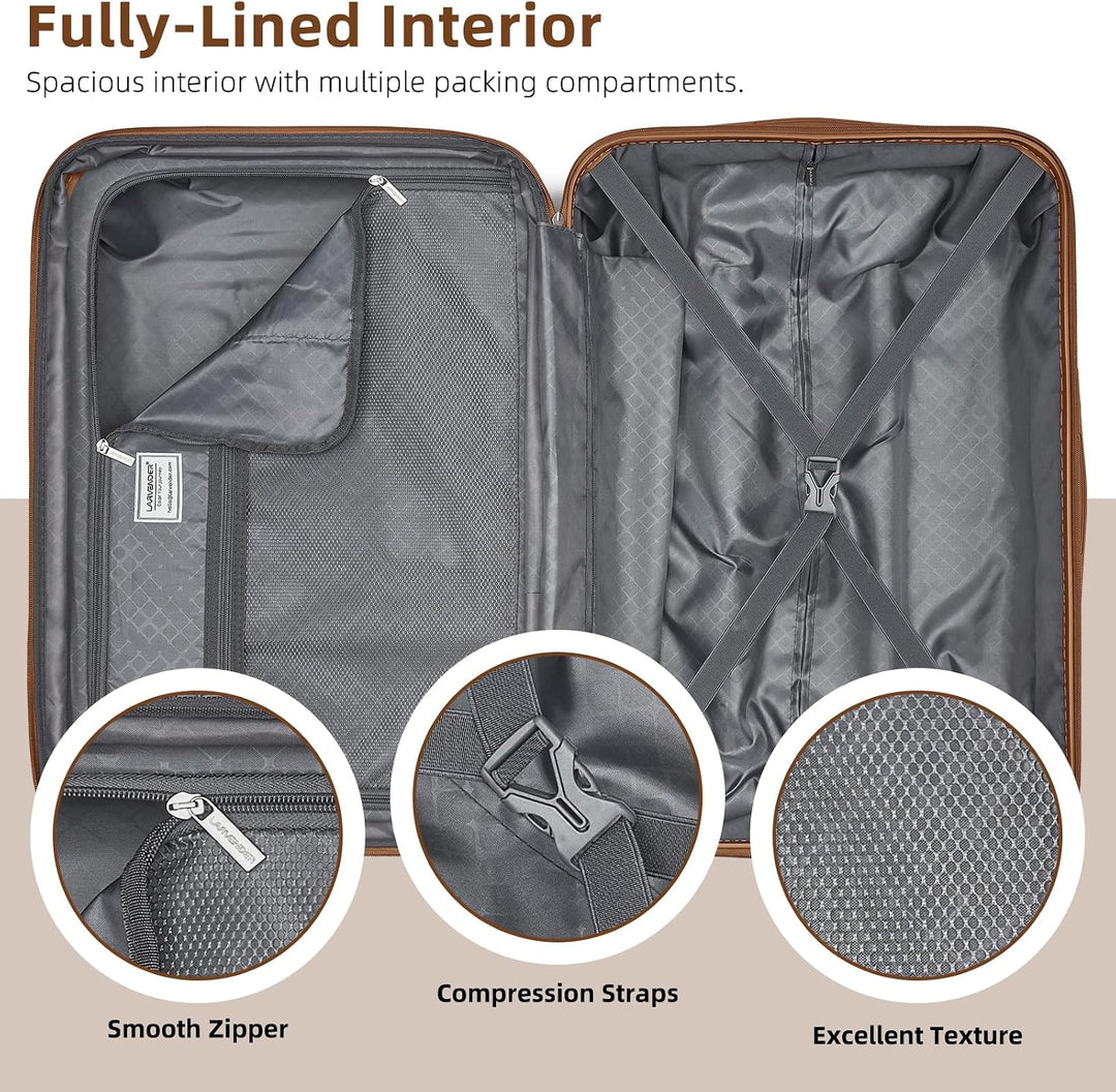 LARVENDER Gepäcksets Dehnbares Vintage-Gepäckset, 20 Inch( Carry-on) Schwarz, 50,8 Cm 20 Inch( Carry