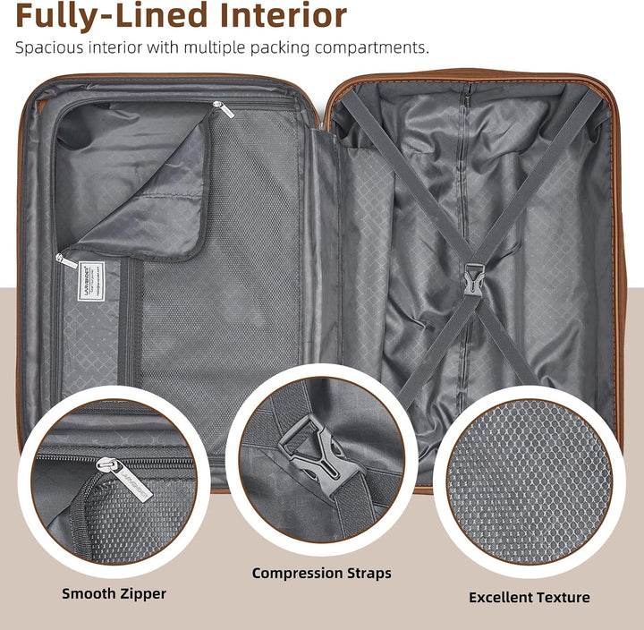 LARVENDER Gepäcksets Dehnbares Vintage-Gepäckset, 20 Inch( Carry-on) Schwarz, 50,8 Cm 20 Inch( Carry