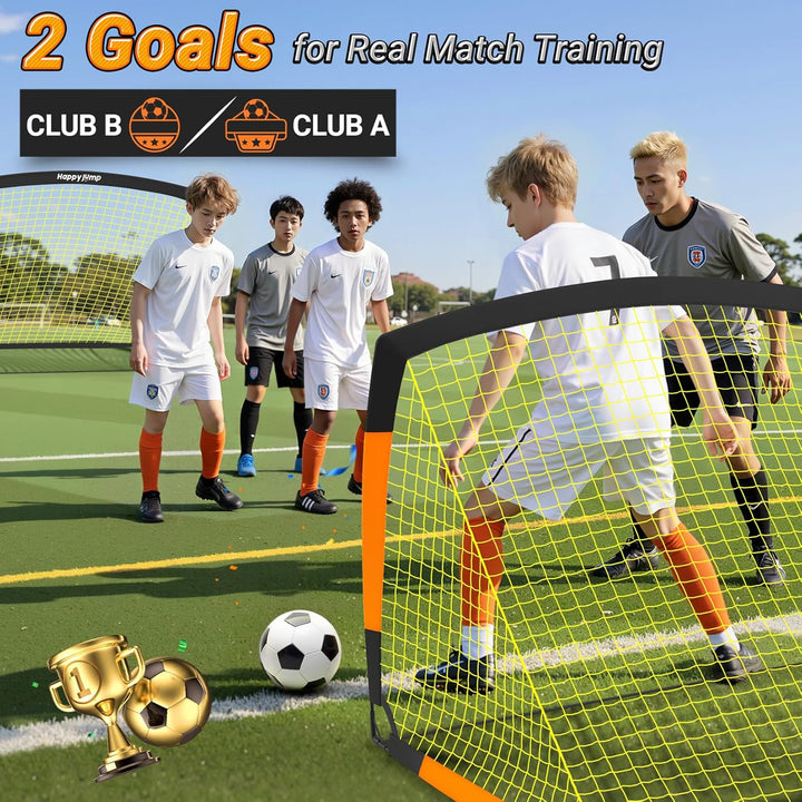 Happy Jump Pop-Up Fussballtor – Faltbar für Kinder & Erwachsene | 1 oder 2 Tore: 120x90 / 152x110 /