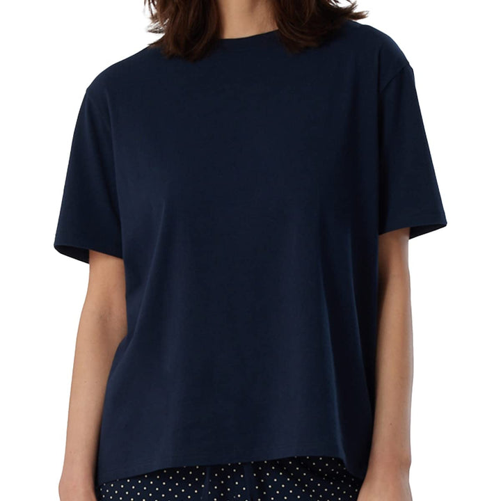 Schiesser Damen Schlafshirt kurzarm Baumwolle - Mix + Relax 46 Grosse Grössen Dunkelblau_179267, 46