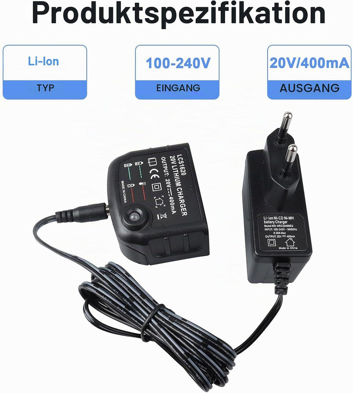 18 V/20 V Lithium-Ionen-Akkuladegerät für Black &amp; Decker, Akkuladegerät für LCS1620 BL2018 BL2018-XJ