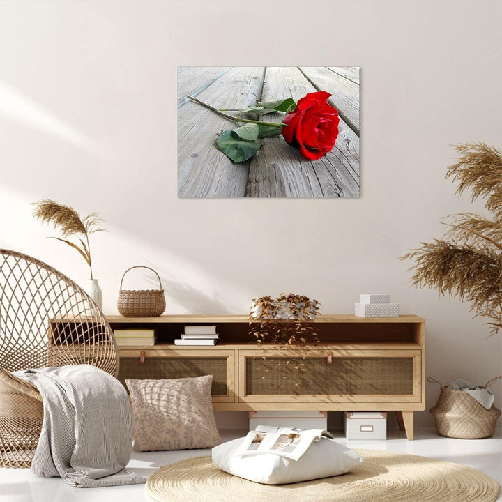 Bilder auf Leinwand Blume Holz Pflanze Leinwandbild mit Rahmen 70x50cm Wandbilder Dekoration Wohnzim