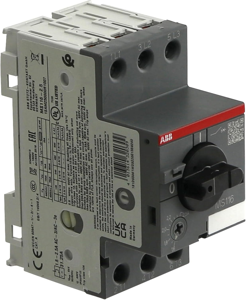 ABB MS116 Motorschutzschalter, 2,5 A 690 V ac 90mm x 45mm