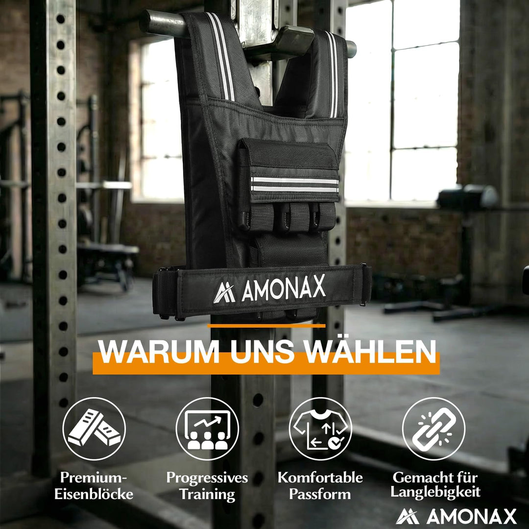 Amonax Gewichtsweste 10kg/20kg/30kg, Verstellbare Gewichtsweste für Herren und Damen, Weighted Vest