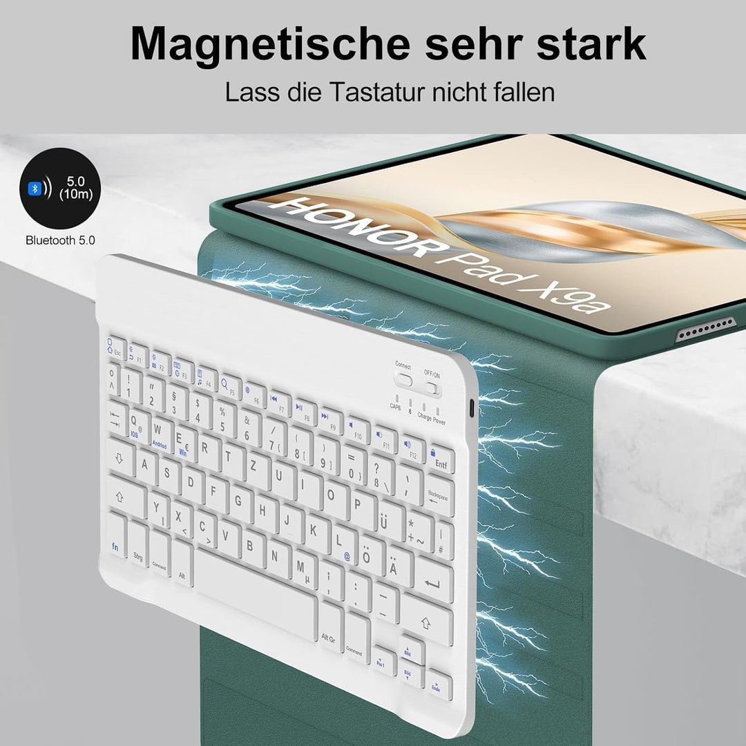 Hülle mit Tastatur für Honor Pad X9a 2025 11,5 Zoll, Abnehmbare Bluetooth Tastatur mit Deutschem QWE