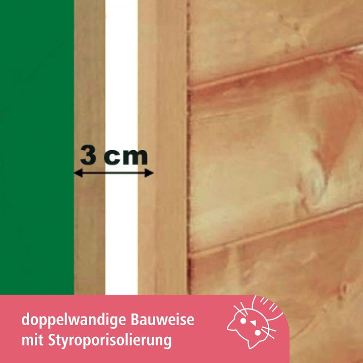 Kerbl Pet Katzenhaus 4-Seasons Deluxe mit Aussichtsplattform, für Sommer und Winter, wärmeisoliert,