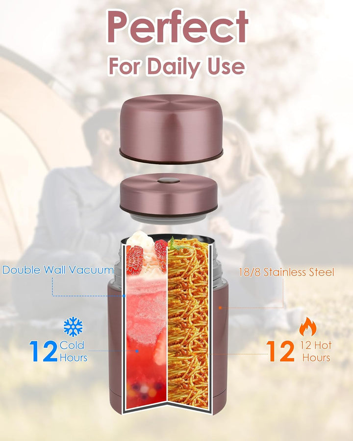 Dreamhigh® Thermobehälter für Essen 800 ml, Edelstahl Warmhaltebehälter Speisegefäss für Essen, Ther