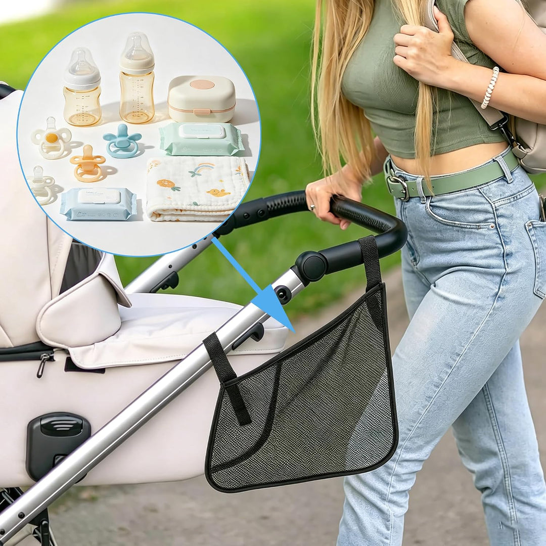 2 Stück Kinderwagen Seitentasche Organizer 40x38x38x26 cm Aufbewahrungstasche mit verstellbaren Riem