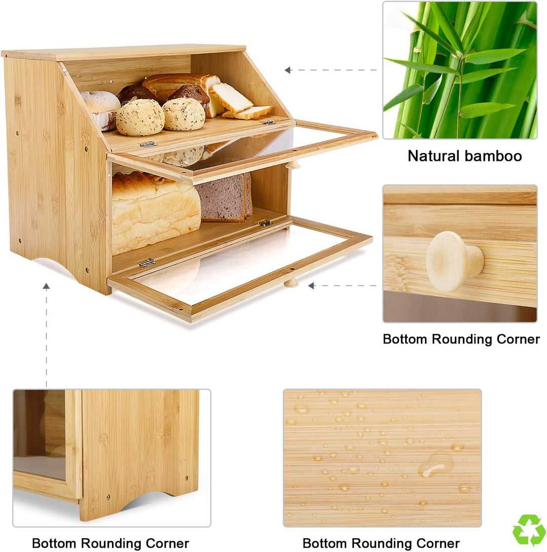 Leader Accessories Brotkasten Bambus Brotbehälter lebensmittelecht Brotaufbewahrung pflegeleicht 39x