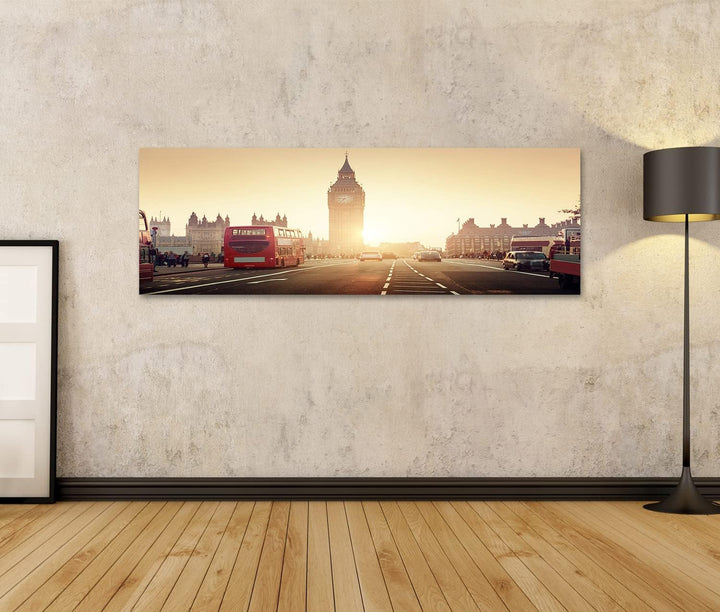 islandburner Bild auf Leinwand London Big Ben Sonnenstrahlen Leichter Nebel Wandbild Poster Kunstdru
