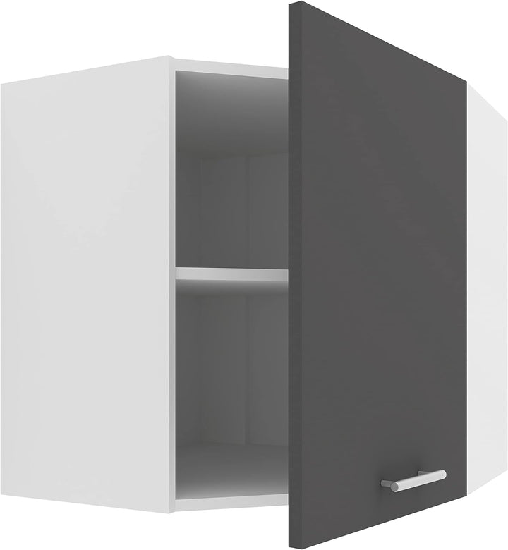 VCM Eckschrank Küchenschrank Hängeschrank Küche Küchenmöbel Esilo Weiss/Anthrazit Weiss / Anthrazit,