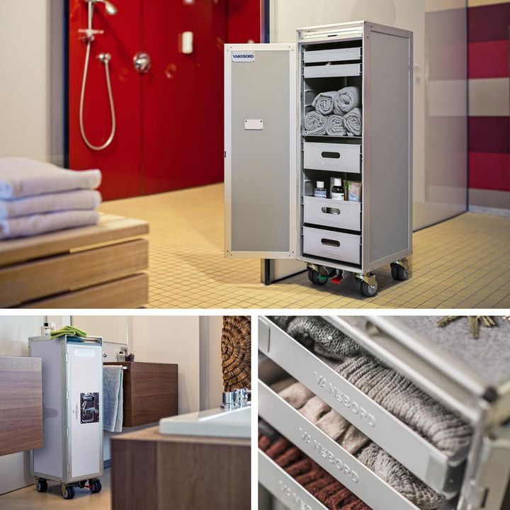 Ausstattungspaket für Flugzeugtrolleys und Airline Trolleys, Bad &amp; Wellness, Atlas-Norm Aluminium AT