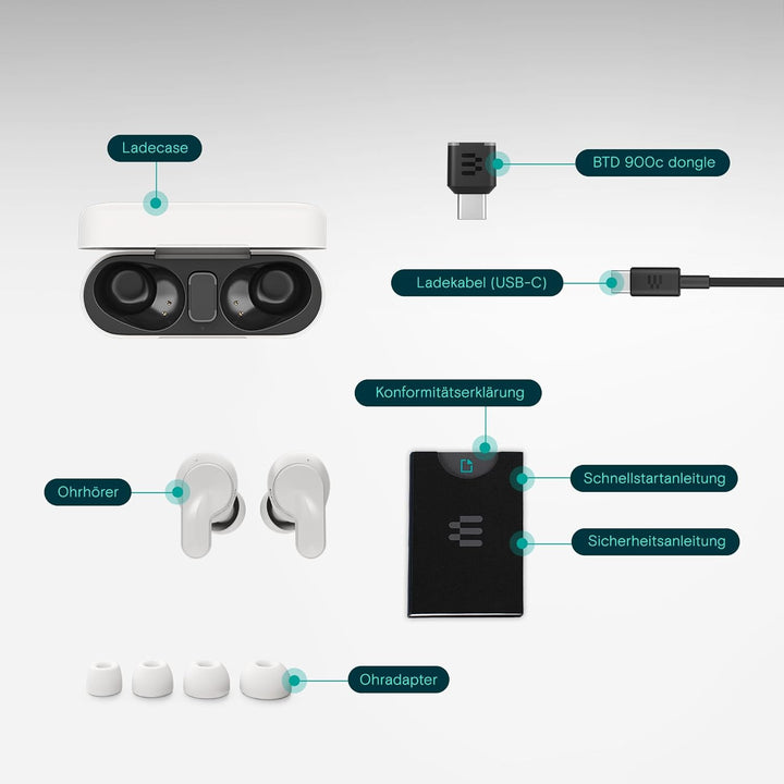 EPOS Adapt E1 Weiss Kabellose In-Ear-Kopfhörer – Hybrides ANC, Multi-Point Bluetooth, Microsoft Team