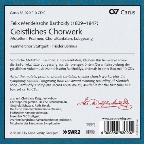 Mendelssohn: Geistliches Chorwerk, Audio-CD