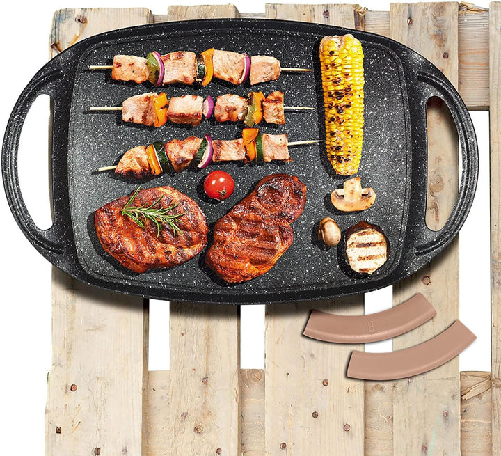 Berlinger Haus Rose Gold Set of 2 Frying Pans 22-26 cm and Induction Roasting Griddle 36 x 23 cm