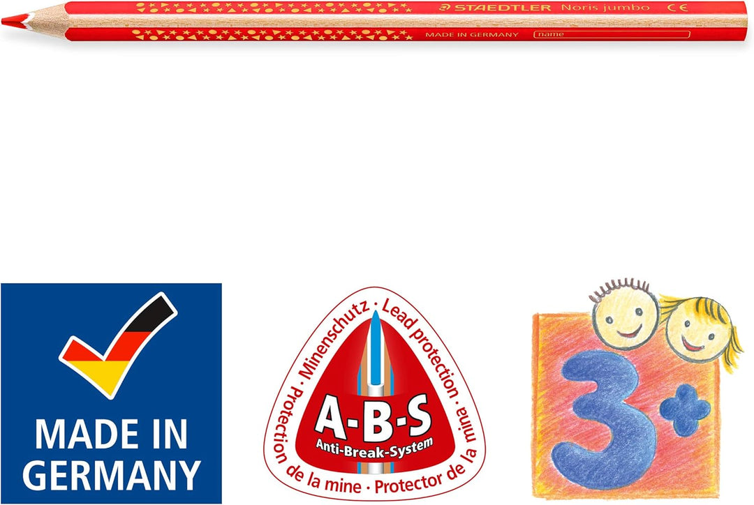 STAEDTLER Buntstift Noris jumbo, erhöhte Bruchfestigkeit, Dreikantform, ABS-System, attraktive Stern