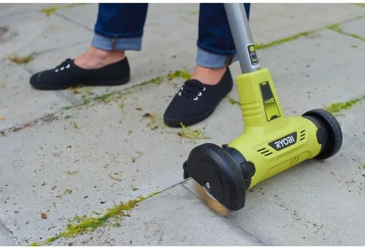 RYOBI 18 V ONE+ Akku-Fugenreiniger RY18PCA-120, mit Drahtbürste, Teleskopstiel, werkzeugloser Bürste