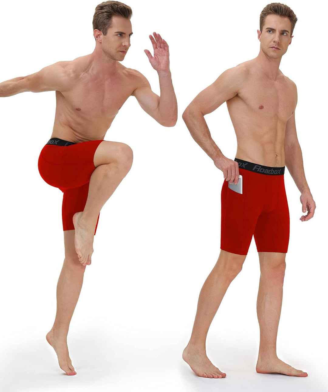 Roadbox 1 oder 3 Pack Herren Kompressionsshorts, Schnelltrocknendes Baselayer Unterhose Tights Kurz