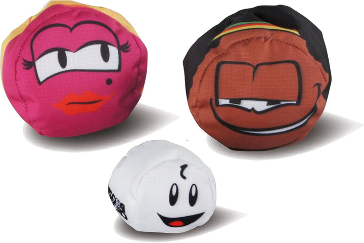 Crossboccia® Doublepack Heroes, 2x3 gleichfarbige Stoffsäckchen, verschiedene Designs, Ø 8cm mit Gra