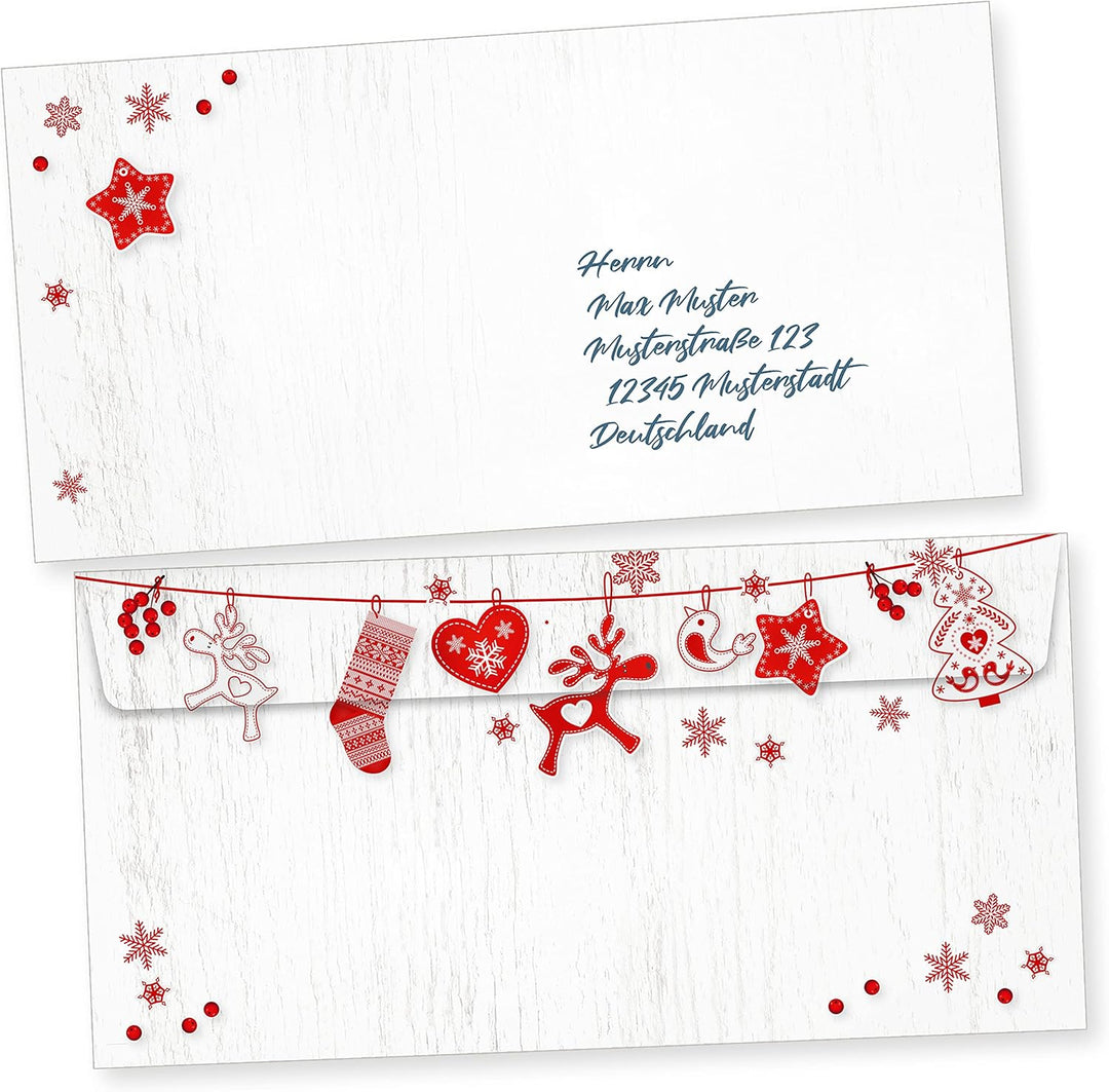 Julfest 100 Sets Weihnachtsbriefpapier mit Umschlag ohne Fenster Weihnachtspapier A4 Briefpapier Wei