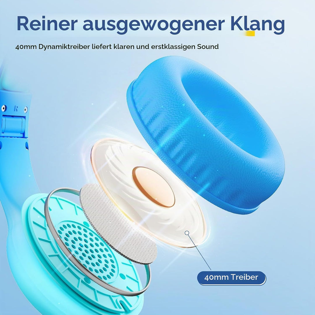 EarFun Kinder Kopfhörer, Kopfhörer Kinder USB C, 85/94dB Lautstärkenbegrenzer, HiFi Klang, faltbar,