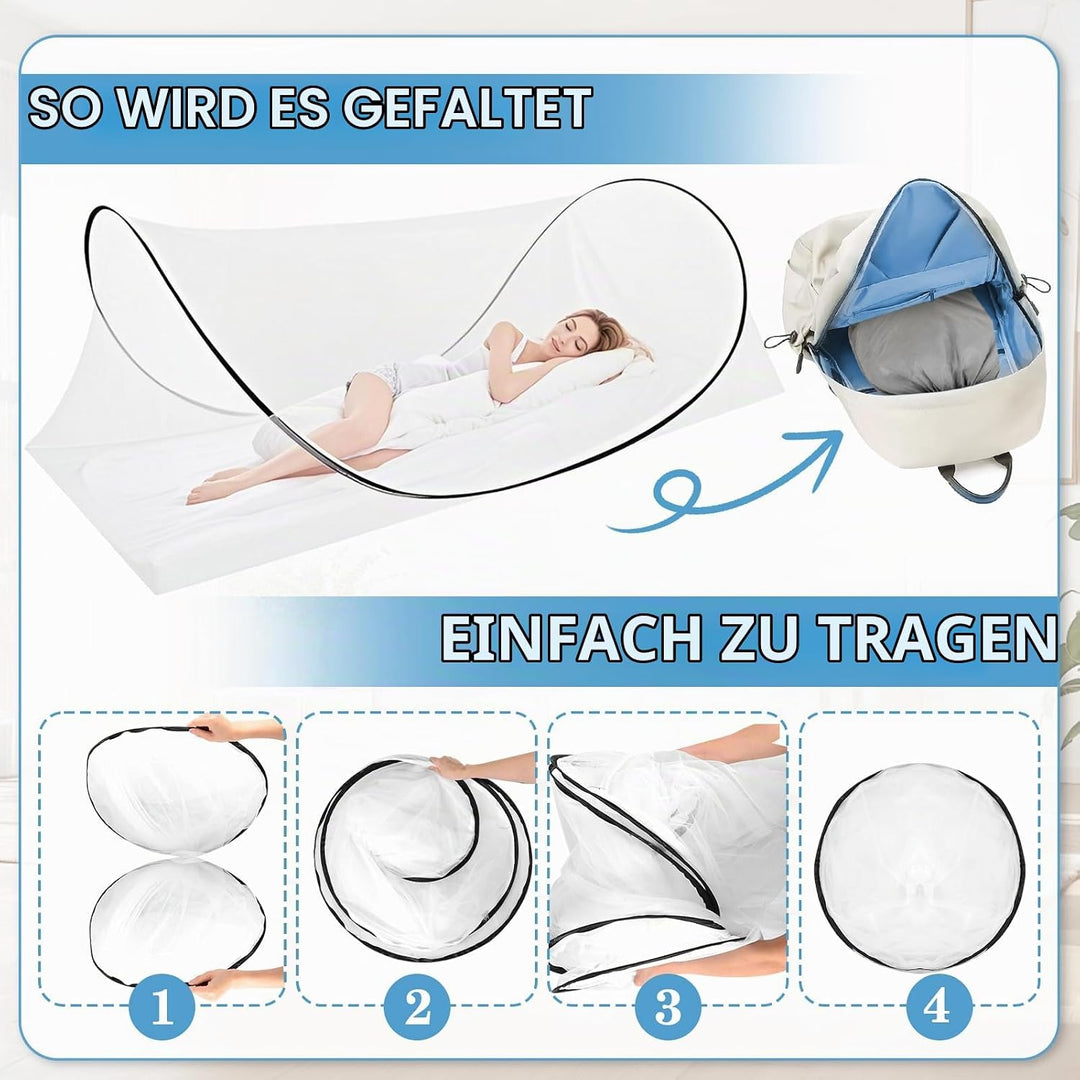 Faltbares Moskitonetz, Ultraleichtes Pop-up Moskitonetzzelt mit Schlafmaske, Tragbares Insektennetz