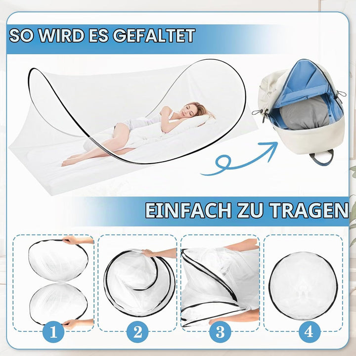 Faltbares Moskitonetz, Ultraleichtes Pop-up Moskitonetzzelt mit Schlafmaske, Tragbares Insektennetz