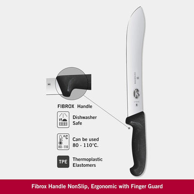 Victorinox, coltello da macellaio Fibrox, nero, lunghezza: 25 cm, 5.7403.25 25 cm Schwarz, 25 cm Sch