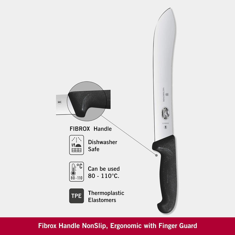 Victorinox, coltello da macellaio Fibrox, nero, lunghezza: 25 cm, 5.7403.25 25 cm Schwarz, 25 cm Sch