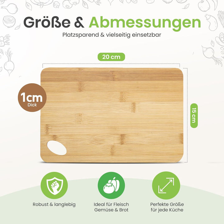 Schneidebrett Bambus 30x20 cm – Stabiles Holzbrett zum Schneiden & Servieren – Aus Naturholz mit Gri