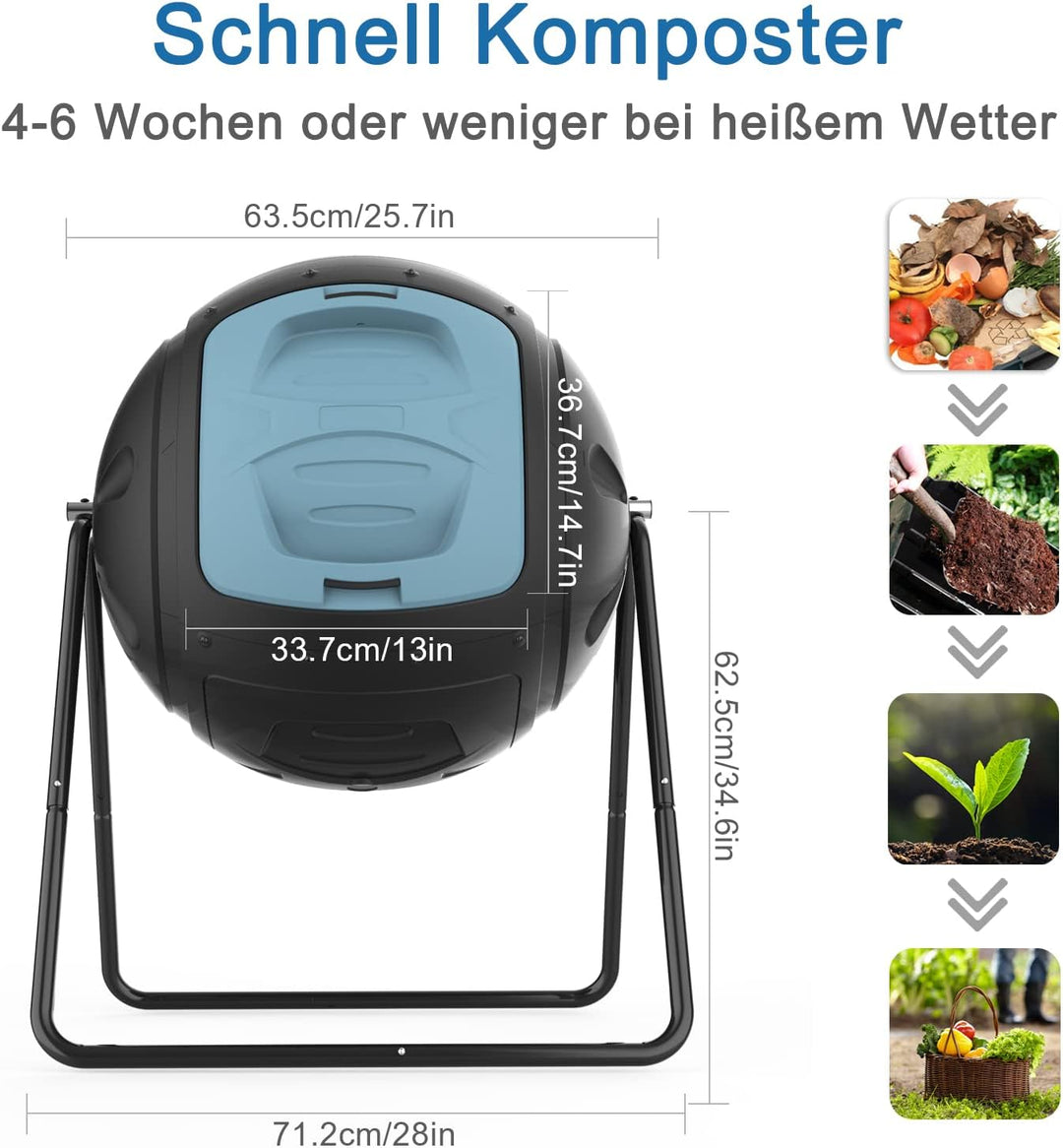 SQUEEZE master Multifunktionaler 130 Liter Tumbling Komposter für den Gartenabfall und Küchenabfälle