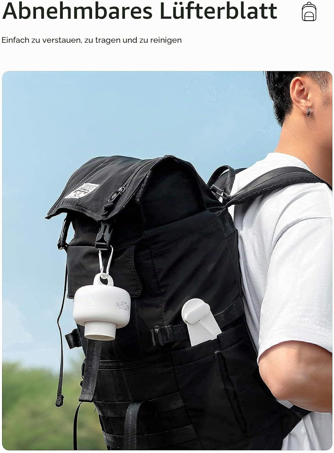 JISULIFE 8000mAh Camping Ventilator Batteriebetrieben, USB Wiederaufladbar mit Fernbedienung, Abnehm