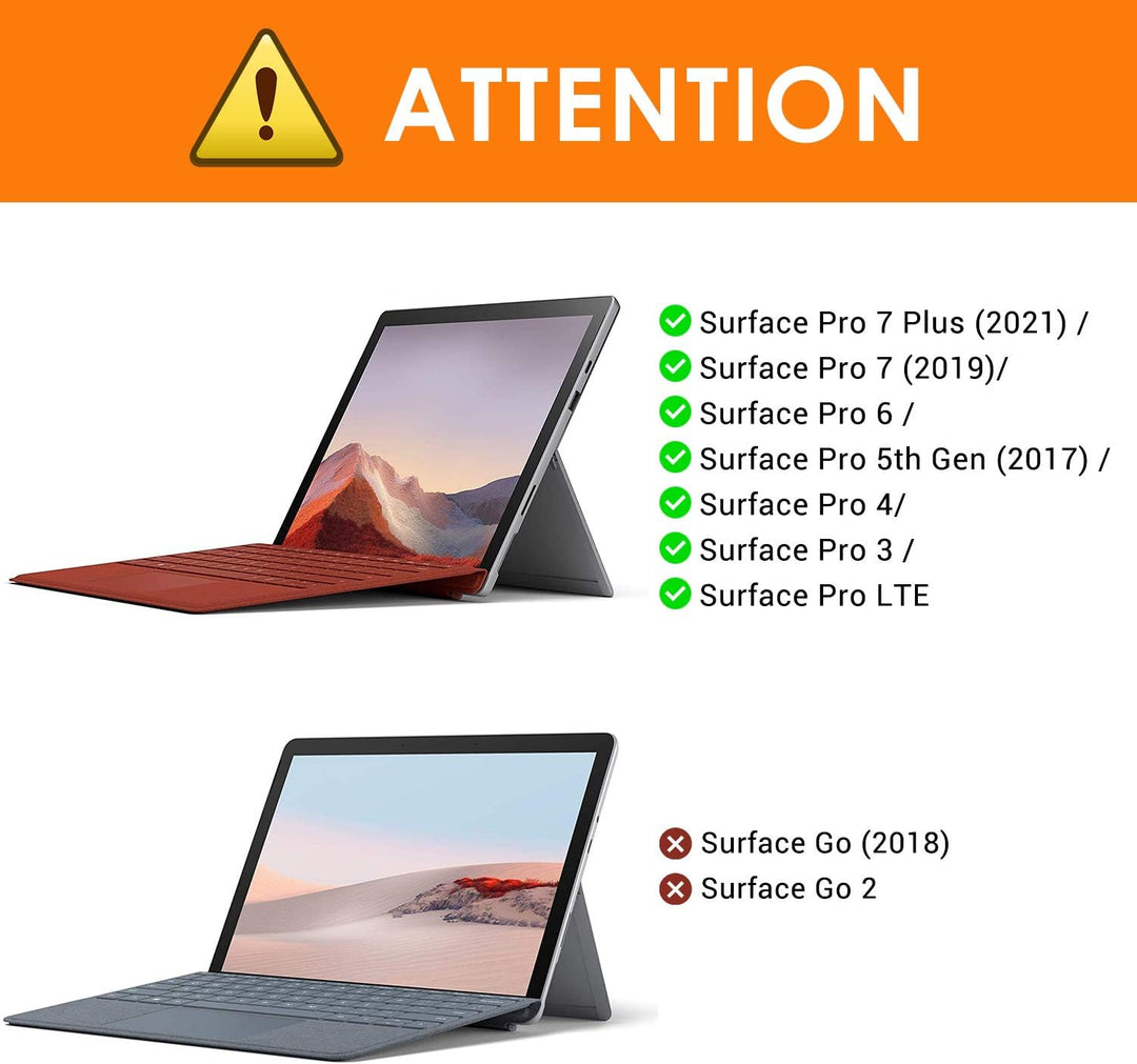 MoKo Type Cover Tastatur Kompatibel mit Microsoft Surface Pro 7 Plus/Pro 7/6/5/4/3, QWERTY Layout Bl