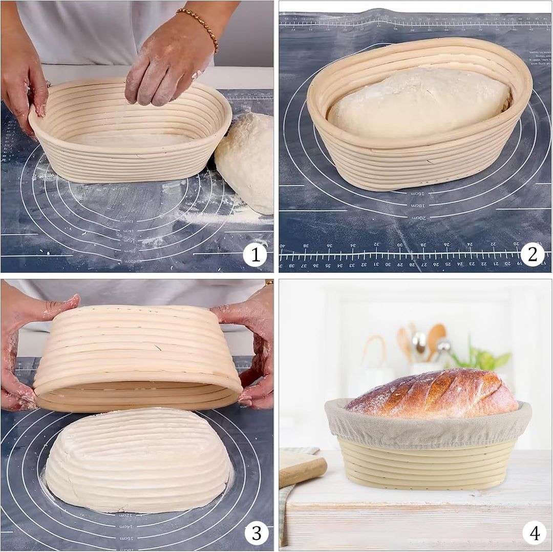 Gärkorb Rund und Gärkörbchen Oval Brotbackset Brot Backen Zubehör Mit Waschbarem Leineneinsatz für P