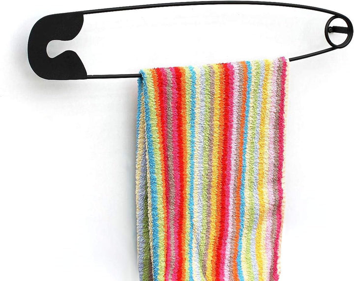 DanDiBo Design Handtuchhalter Handtuchstange Sicherheitsnadel 62 cm Garderobe Wand Büro Schwarz Meta