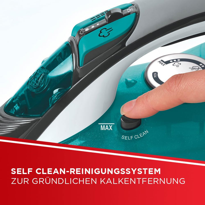 Polti Vaporella Quick&Comfort QC120 Bügeleisen mit Bügelplatte aus Edelstahl, Griff mit Soft-Touch-K