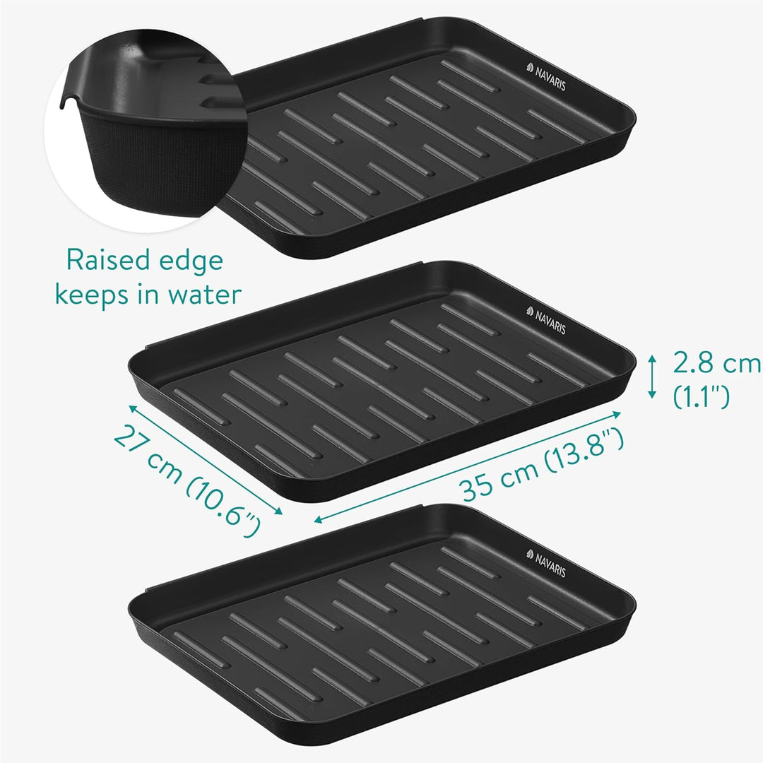Navaris 3X Schuhablage Schuhabtropfschale klein - Schuhablage schmal 35x27x2,5cm - Erhöhter Rand - S