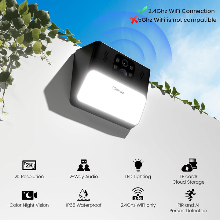 Cinnado Überwachungskamera Aussen Akku Solar - 2K Kabellose WLAN Kamera Überwachung Aussen, Outdoor