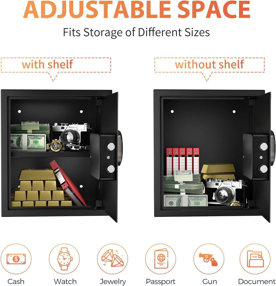 KABISAFE 43L Tresor Safe Möbeltresor für Zuhause, Elektronische Geldtresor mit Zahlenschloss,Gross T